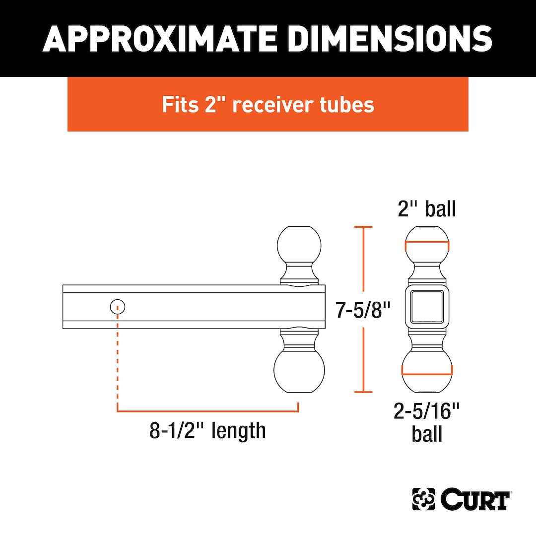 CURT 45002 Dual-Ball Mount - 2 & 2-5/16 in, 0 in Drop