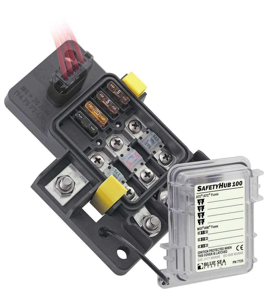 Blue Sea 7725-BSS SafetyHub 100 Fuse Block - 7 Circuits