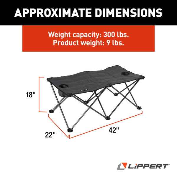 Lippert 2021123295 Folding Camping Ottoman - Dark Gray, 300 lb