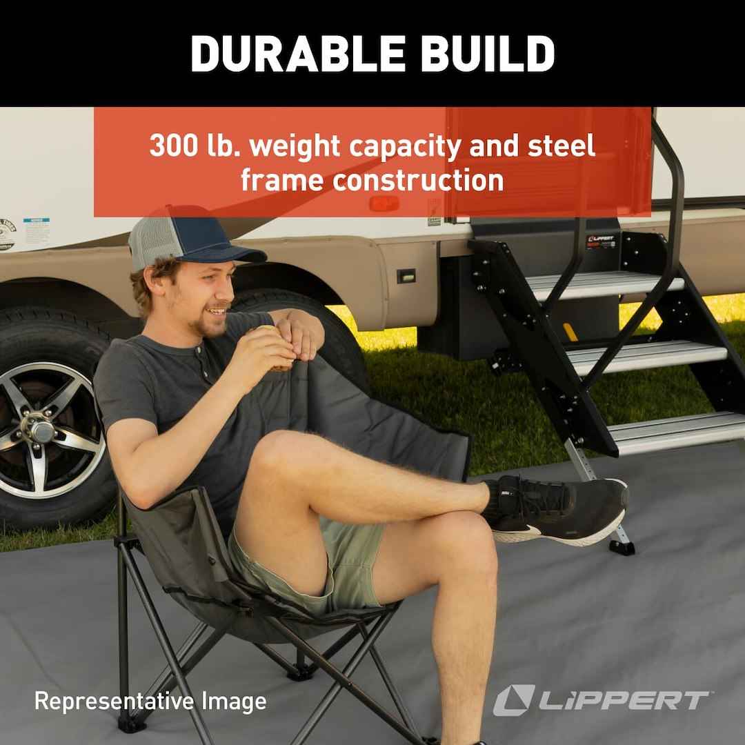 Lippert 2022114828 Folding Camp Chair - 500 lb, Dark Gray