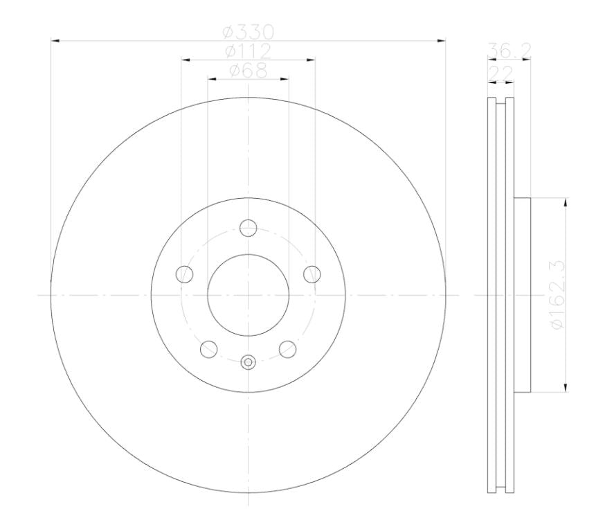 Hella 355123142 Vented Disc Brake Rotor
