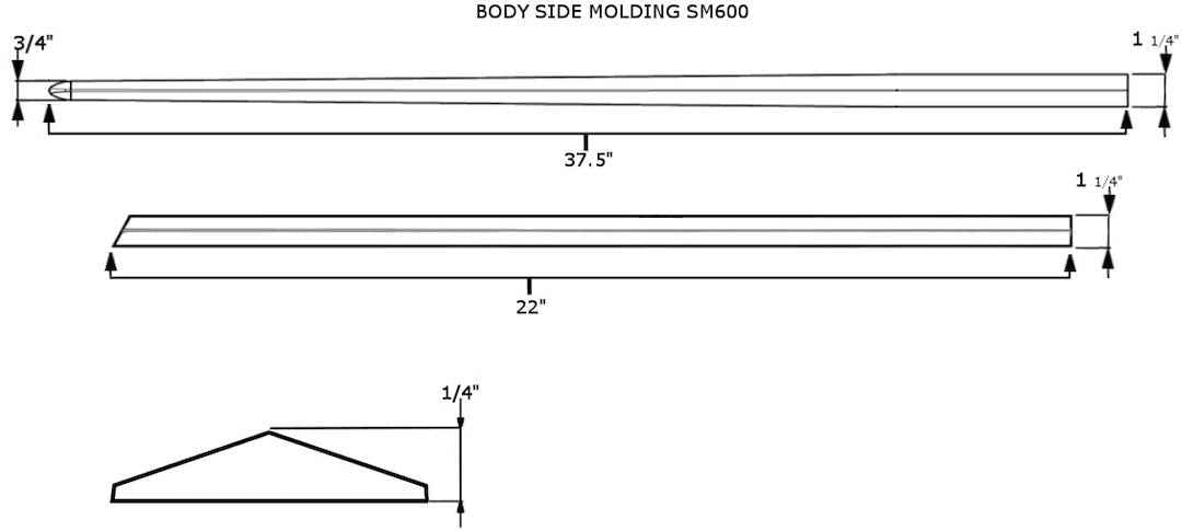 Coast To Coast SM600 Chrome Side Molding, 22/37.5-Inch