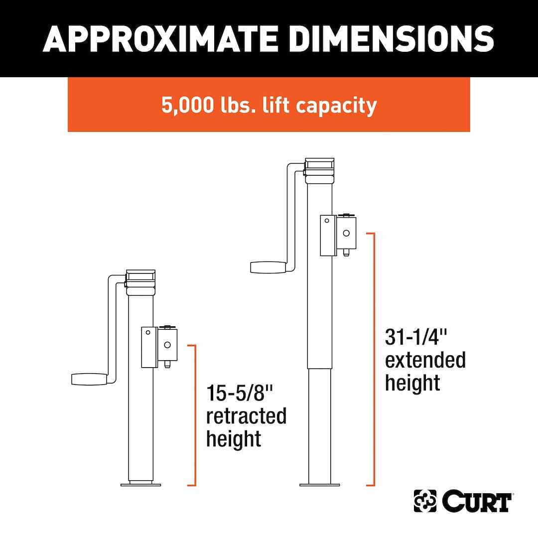 CURT 25005 Sidewind Tongue Jack - 5000 lb