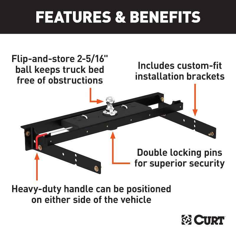 CURT 60713 Double Lock 30K Gooseneck Hitch – Chevy & GMC Trucks