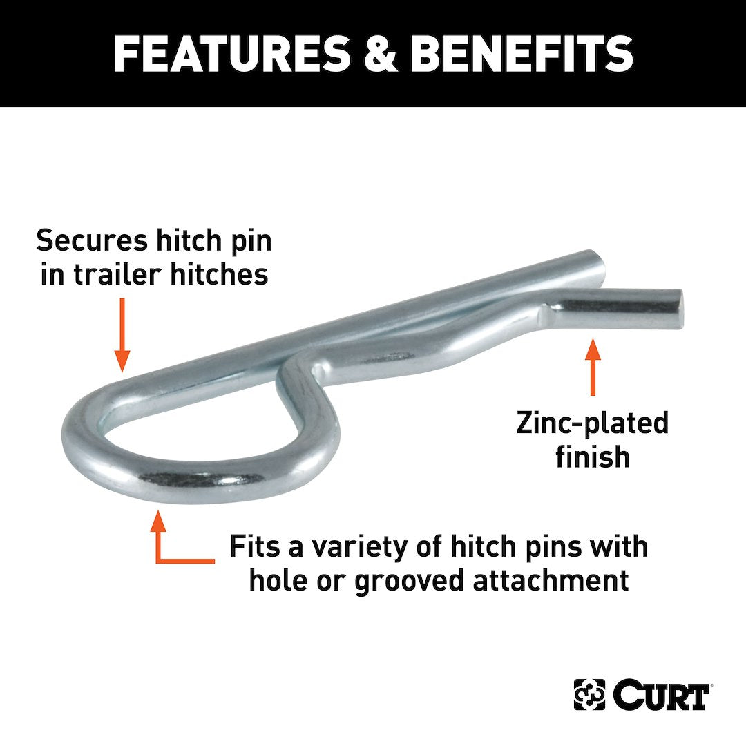 CURT Trailer Hitch Pin Clip (21601) – Length (In): 3-1/4 Inch