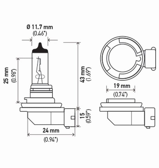 Hella H11 24V 70W Halogen Headlight Bulb