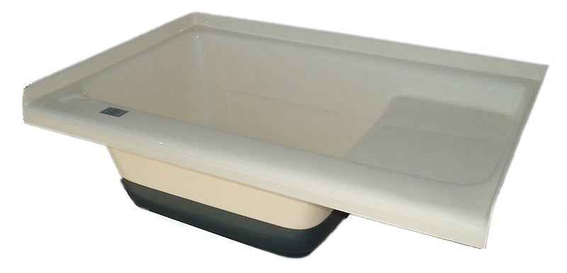 Icon 00474 TU500 36" x 24" RV Sit-In Step Bathtub –White ABS with Left-Hand Drain