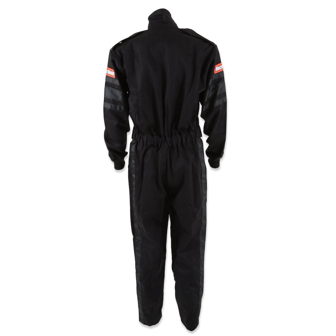 Racequip 110005 Black Single-Layer Racing Suit, Large