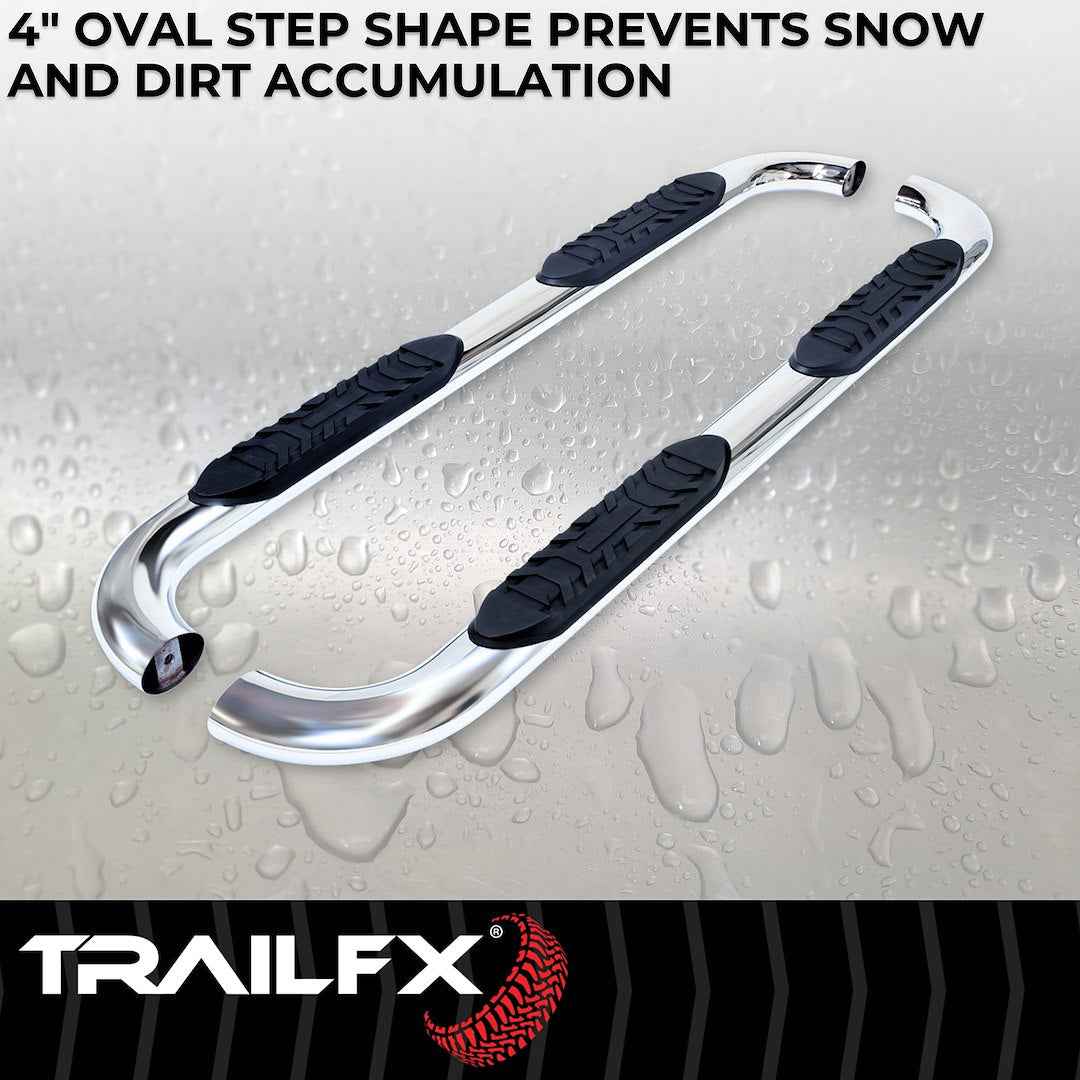 TrailFX A1007S 4 in Oval Nerf Step Bars - Stainless, 300 lb