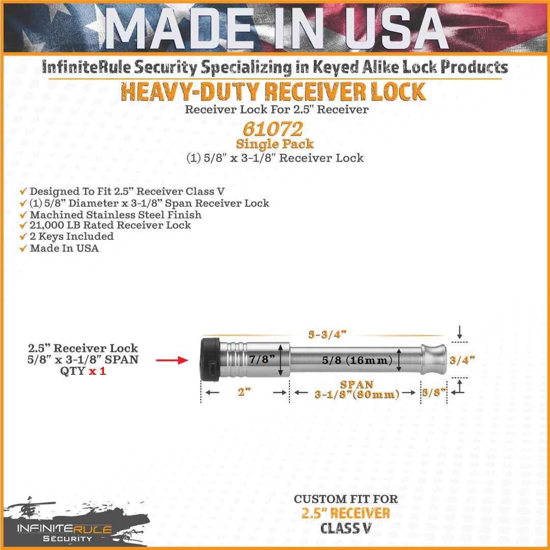 InfiniteRule 61637-BX Trailer Hitch Lock - Orange/ Silver