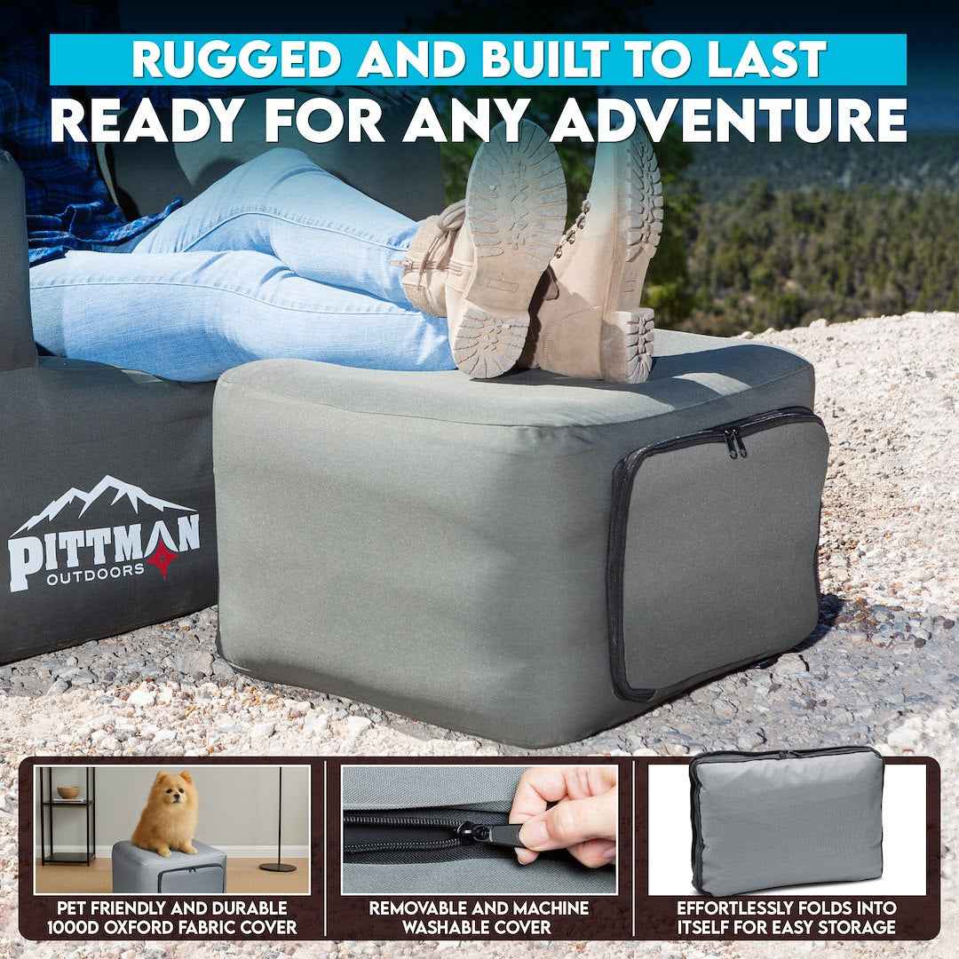 AirBedz PPI-AIR_OTTOMAN Inflatable Ottoman, Gray