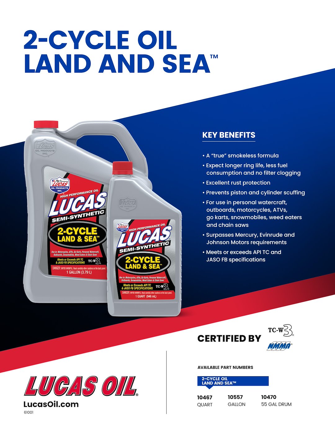 Lucas Oil 10467 Land & Sea™ Synthetic Blend 2-Stroke Oil