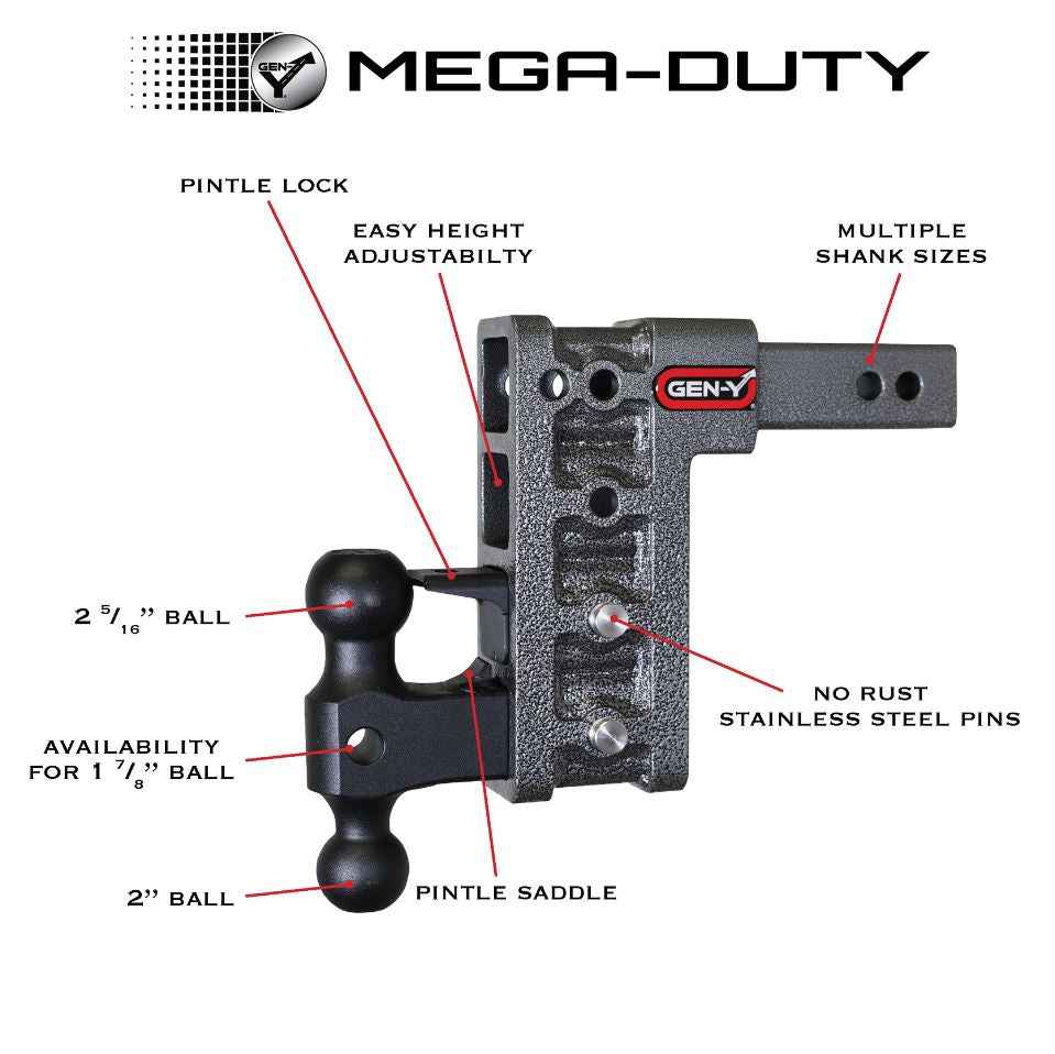 Gen-Y Hitch GH-614 Dual-Ball Mount - 2-1/2 in Receiver, 9 in Drop