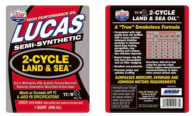 Lucas Oil 10467 Land & Sea™ Synthetic Blend 2-Stroke Oil