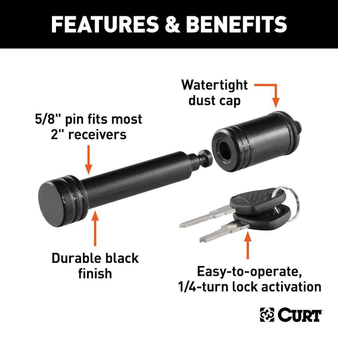 CURT 23518 5/8 in Locking Hitch Pin - Barbell
