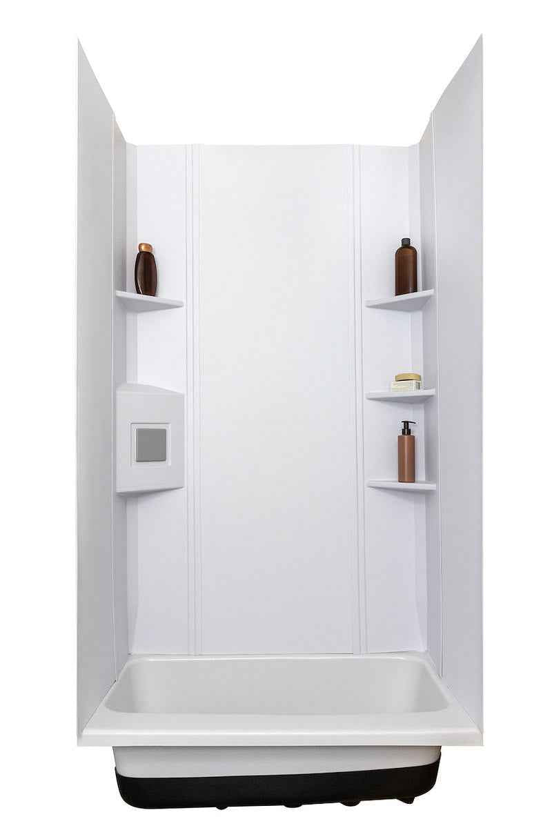 Icon 15229 72" x 30" RV Bathtub Shower Surround – 3-Piece White ABS Wall Kit