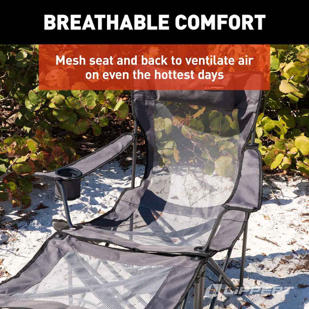 Lippert 2022114830 Folding Recliner Chair - 250 lb, Dark Gray