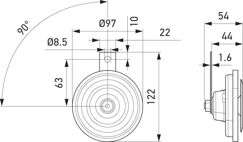 Hella 002952811 12V 400Hz High-Tone Disc Horn