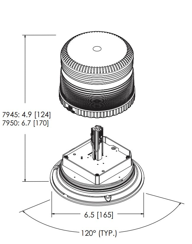 ECCO 7945A-VM Amber LED Beacon, Vacuum-Magnet Mount