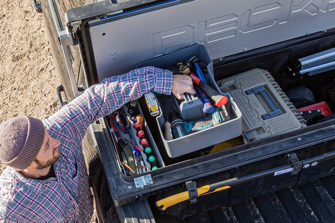 Decked ATB6 Full-Size Gray Polypropylene Tool Box Tray