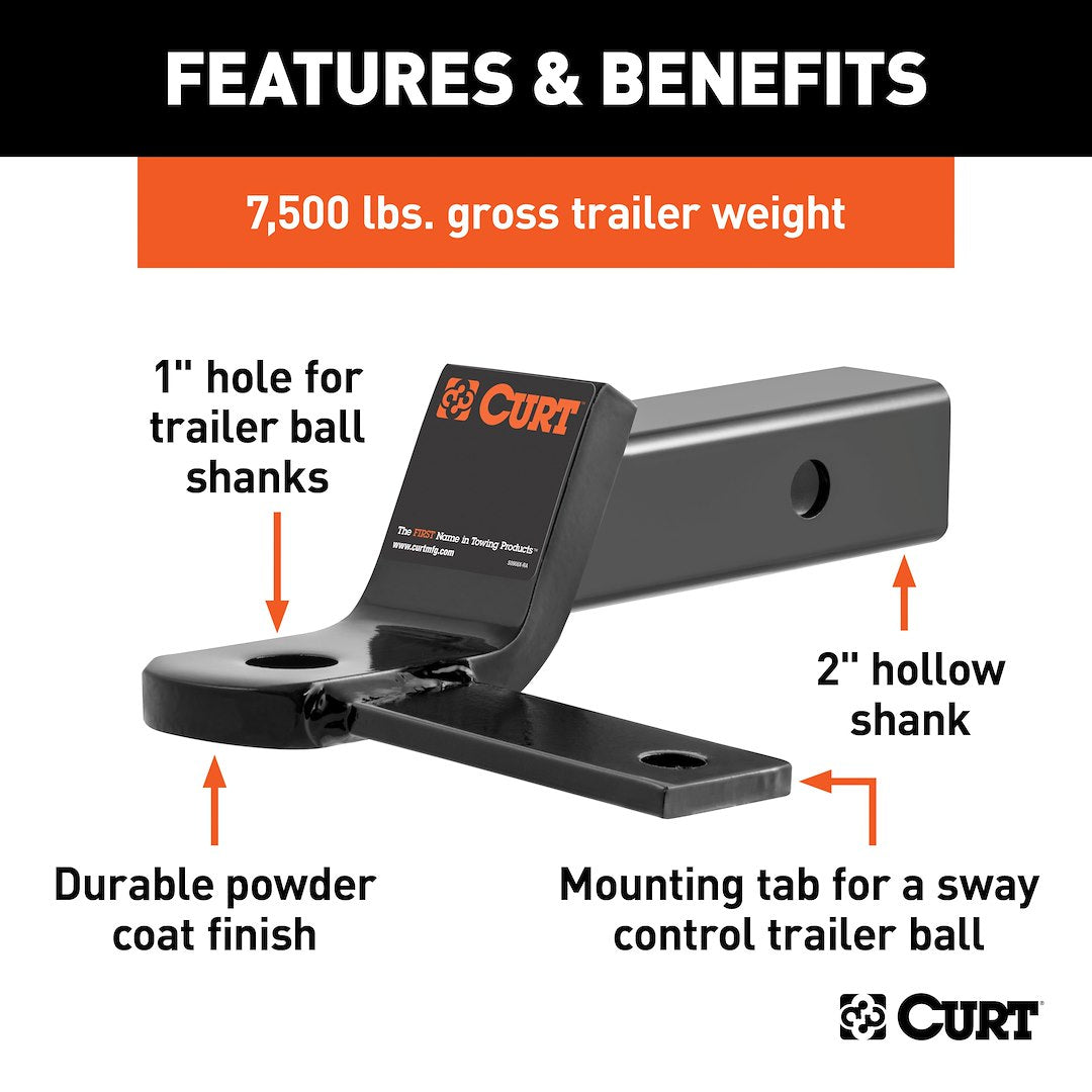 CURT 45820 Ball Mount - 2 in Receiver, 2 in Drop