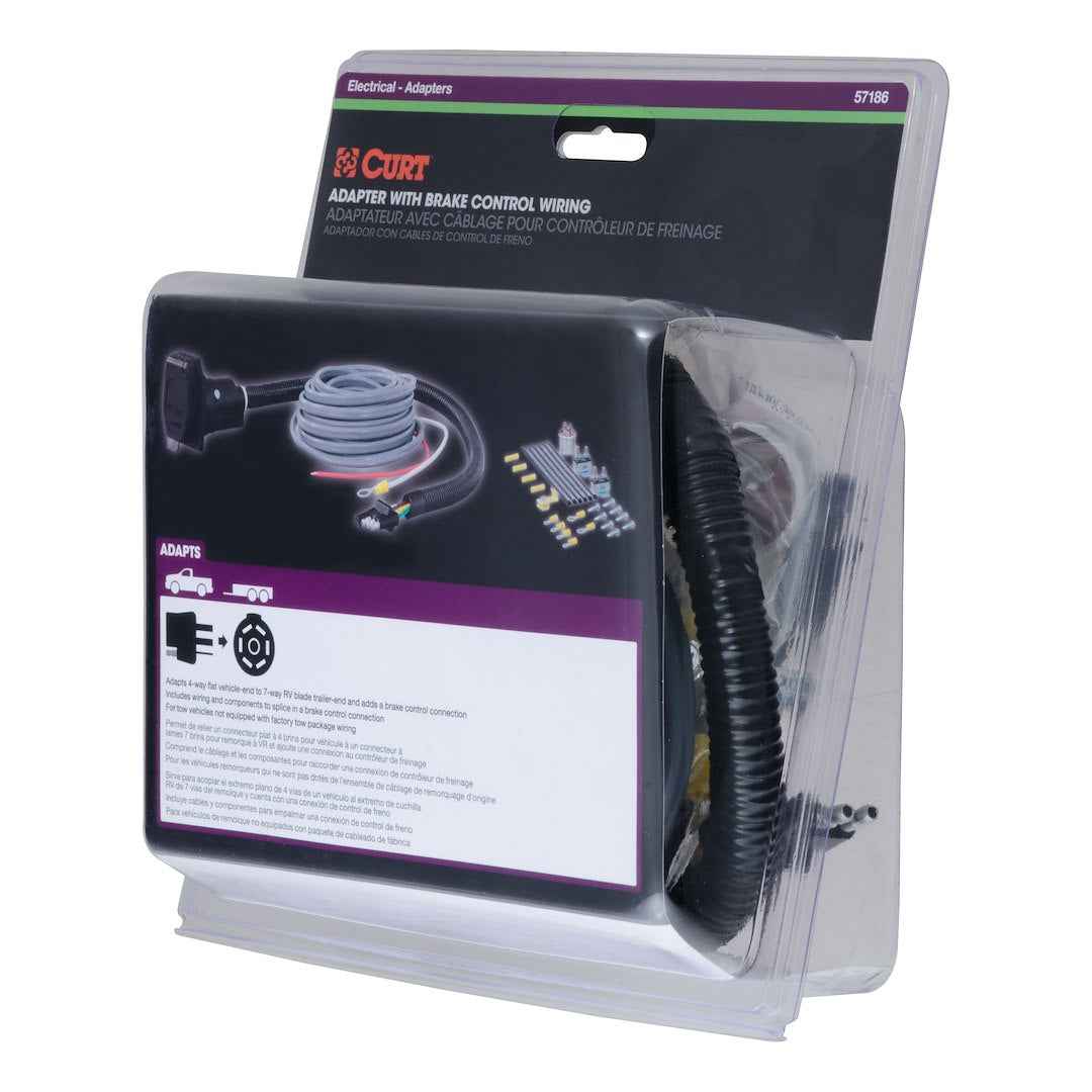 CURT 57186 Trailer Wiring Adapter - 7 Blade to 4 Flat