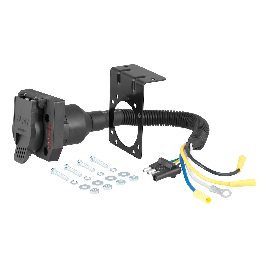 CURT 57676 Trailer Wiring Adapter - 7 Blade to 4 Flat