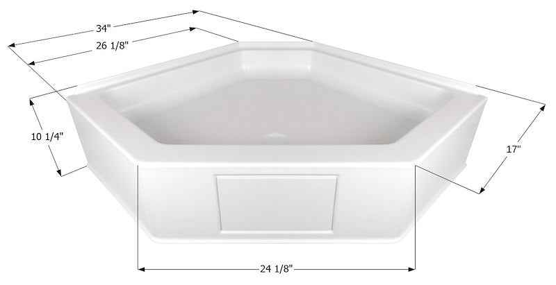 Icon 15233 Neo Angle RV Shower Pan – Polar White ABS with Center Drain