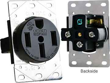 RV DESIGNER S981 AC 50 AMP FLUSH RECEPTACLE IN PLAT