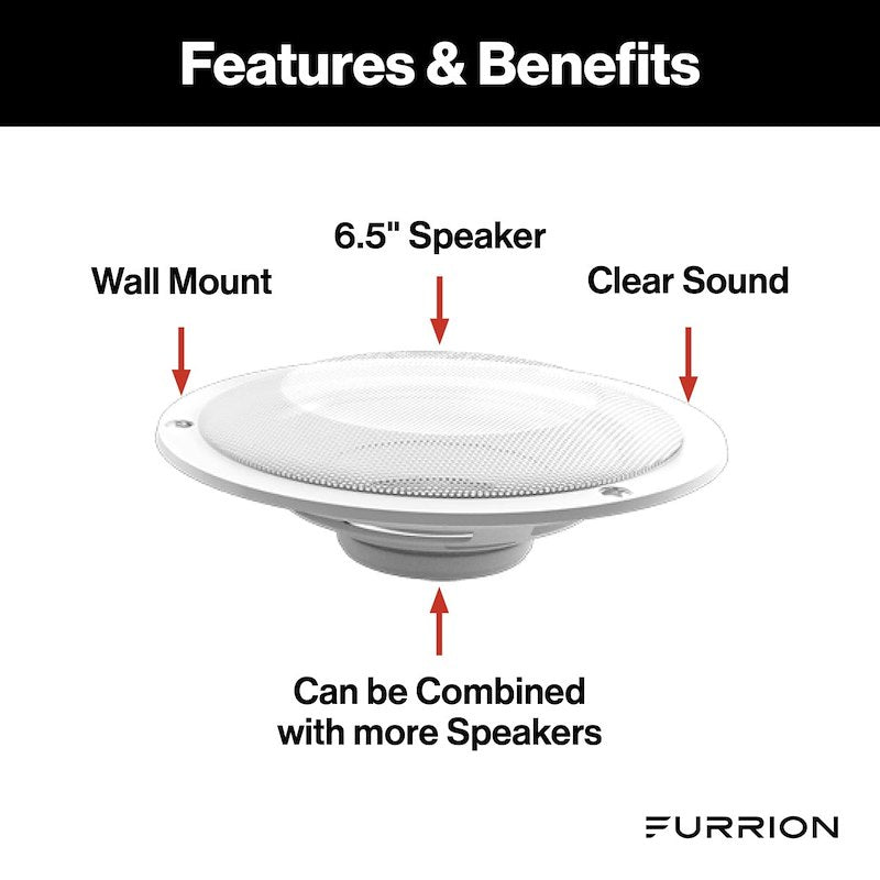 Furrion FS65W Altavoz de techo impermeable de 6.5" – 15W RMS, blanco