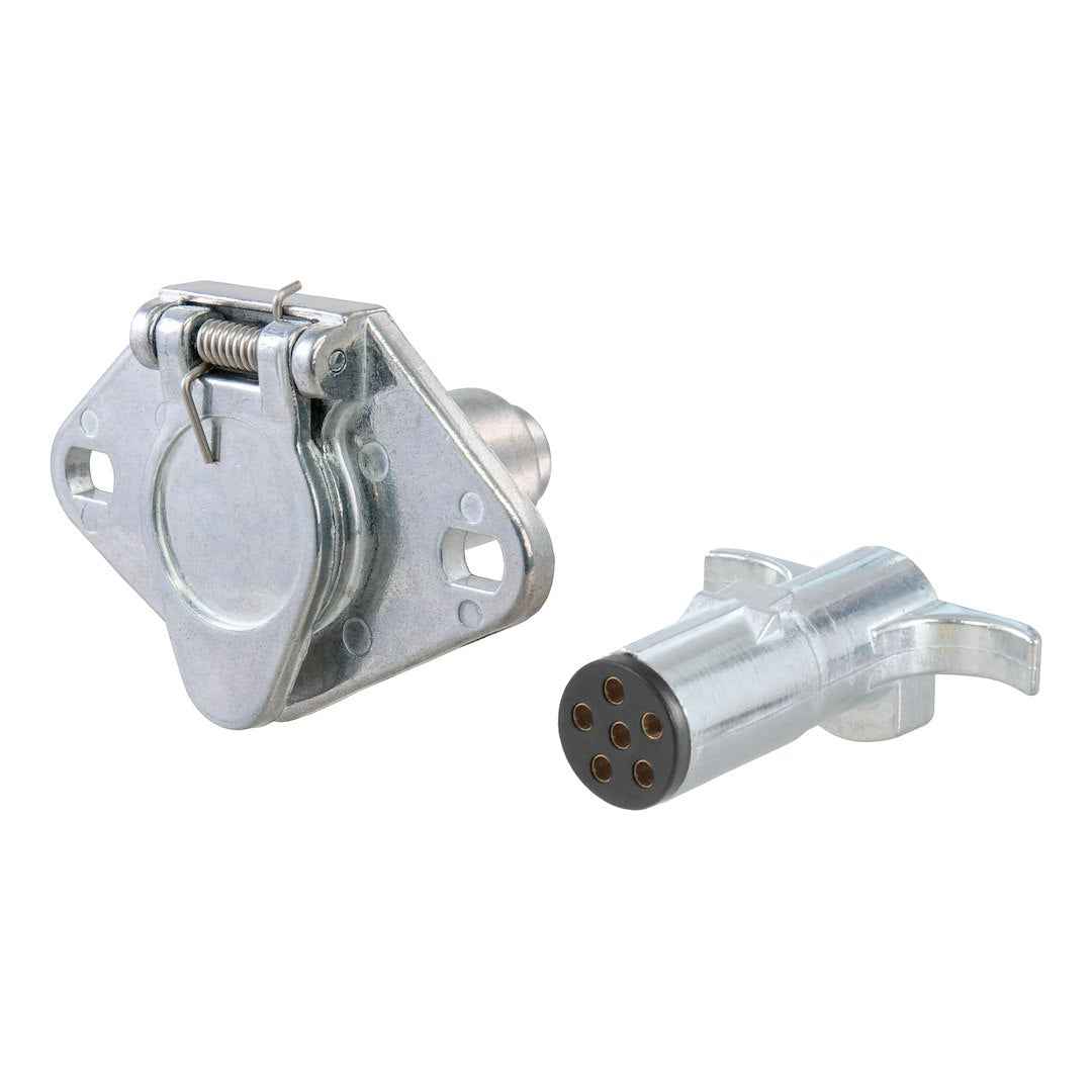 CURT 58092 6-Way Round Wiring Plug & Socket - Metal