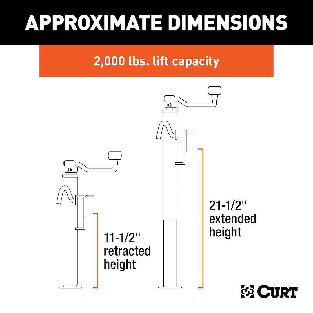 CURT 28300 Topwind Tongue Jack - 2000 lb