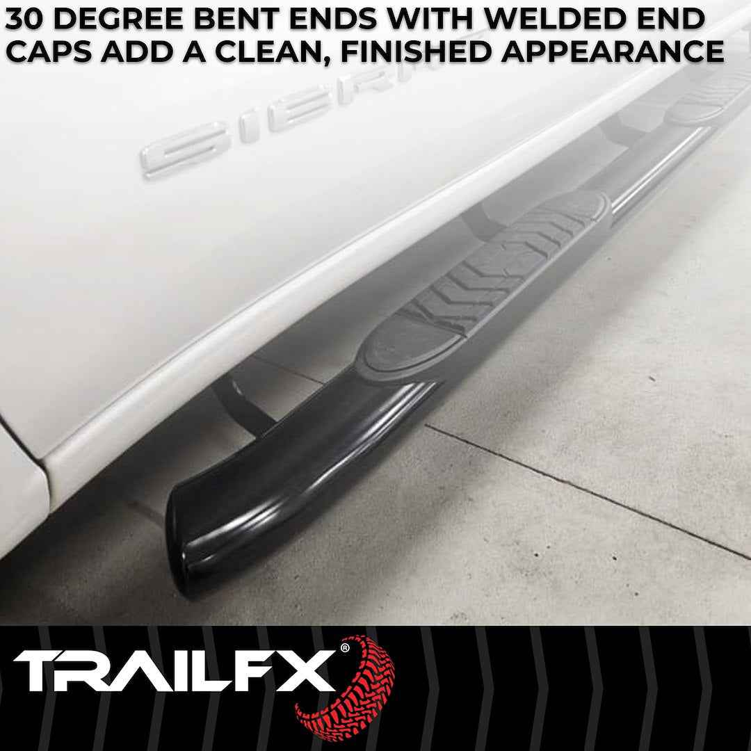 TrailFX A7090B 5 in Oval Nerf Step Bars - Black, 300 lb