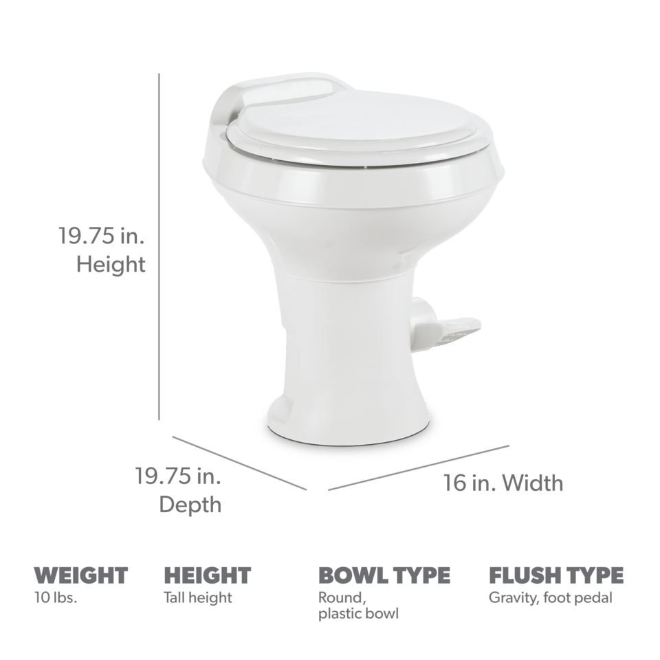 Dometic 300 Gravity Flush Toilet – Tall Gravity Flush 302300071