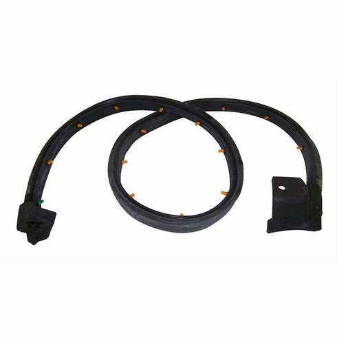 Crown Automotive 5017011AB black rubber left half-door window weatherseal with retaining clips and molded ends for Jeep Wrangler TJ