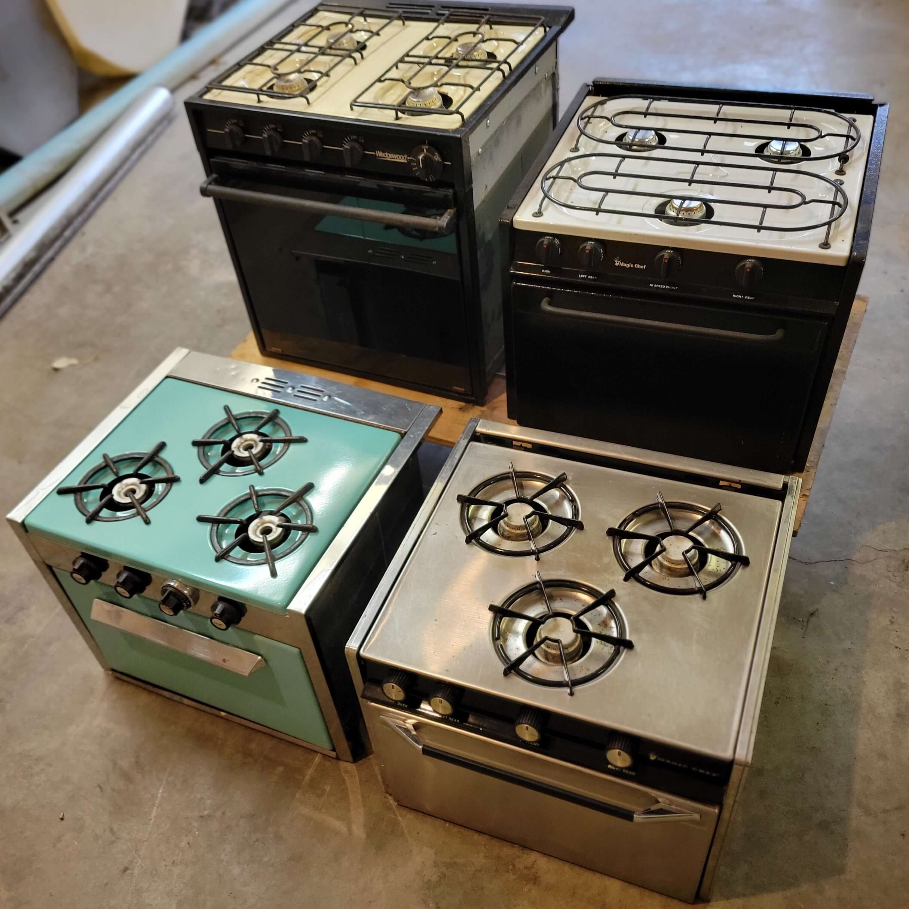 Variety of RV Ovens with Stove top.