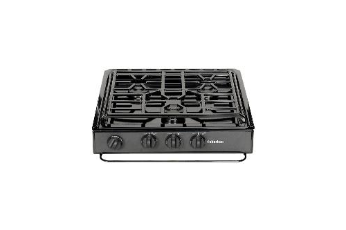 3 Burner Slide-In Cooktop with Piezo Ignition – Conventional Burners, Black Porcelain