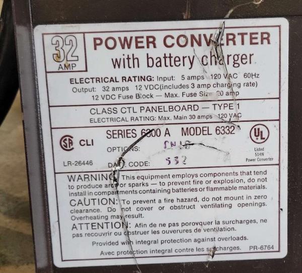 32 Amp Power Converter with Battery Charger For RV from MagneTek - Used RV Parts