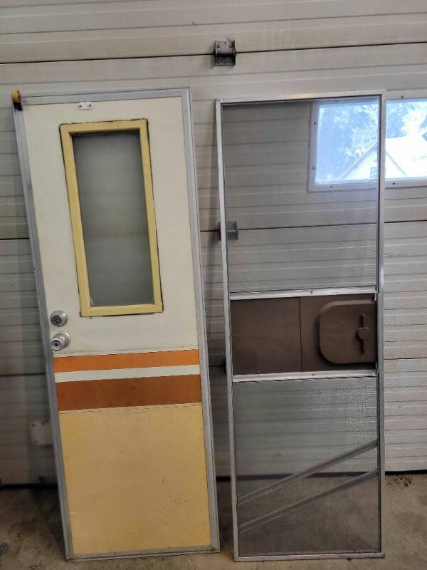 RV Entrance Door Square  with Screen - Used RV Parts