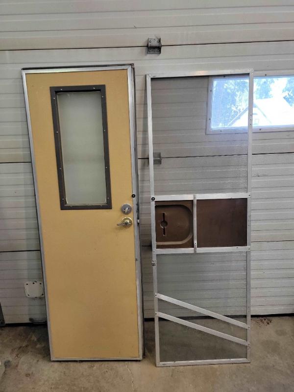 RV Entrance Door Square  with Screen - Used RV Parts