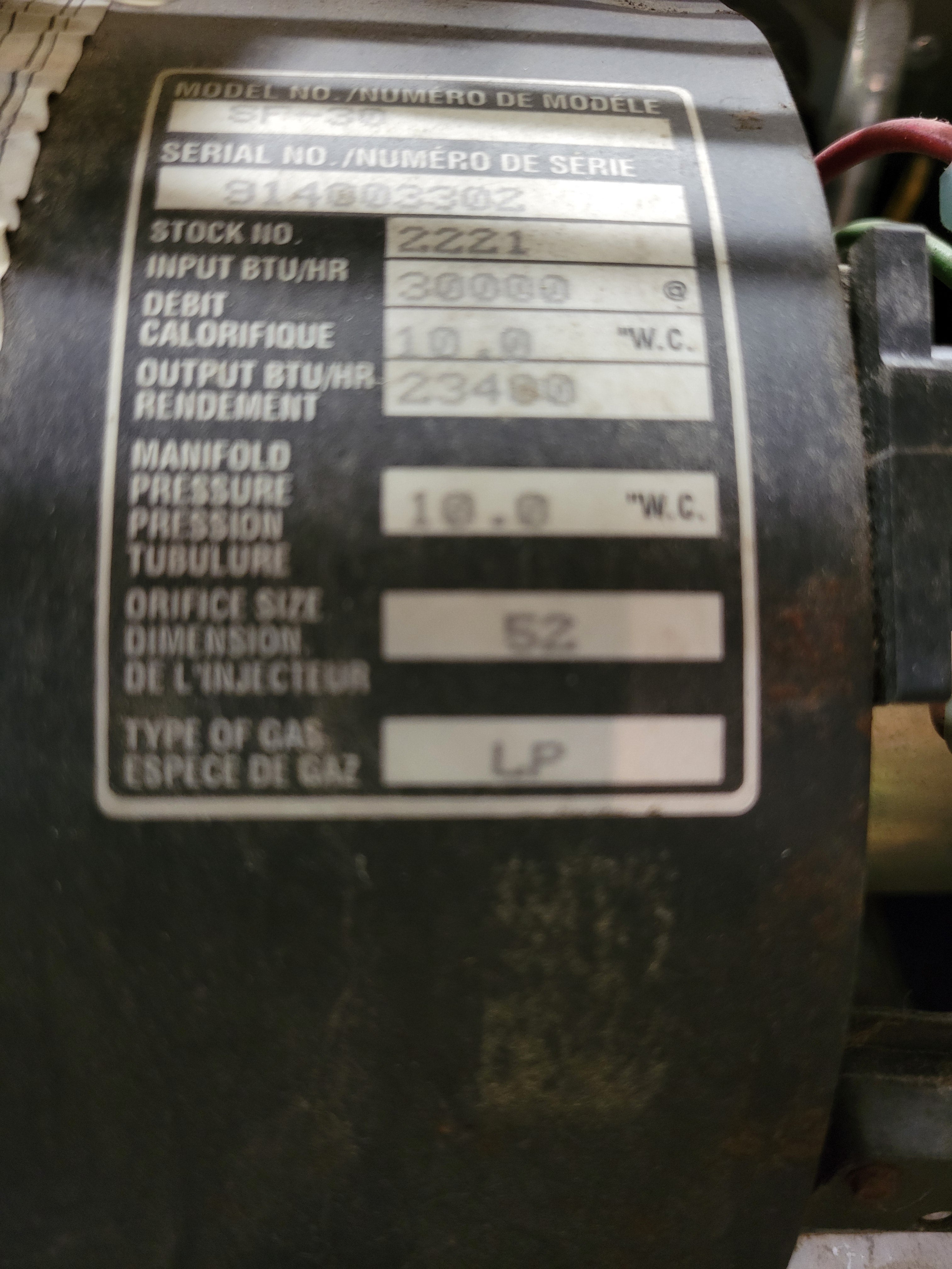 RV Propane Furnace Suburban SF-30 30000 BTU