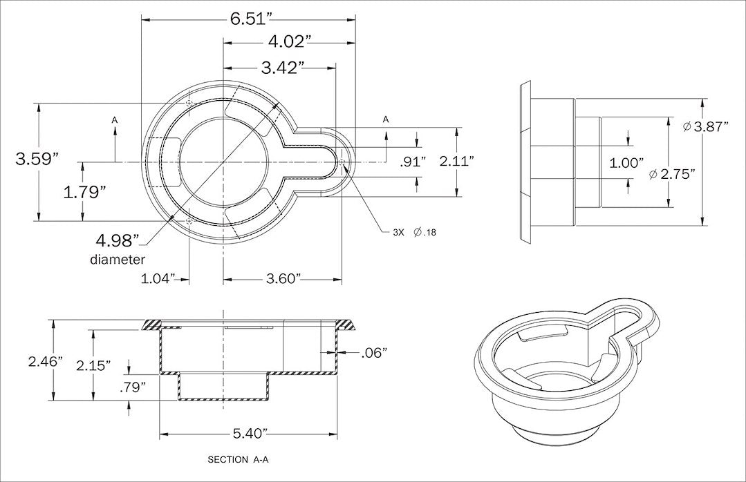 Optronics Cup Holder (09017101B) – Color: Black