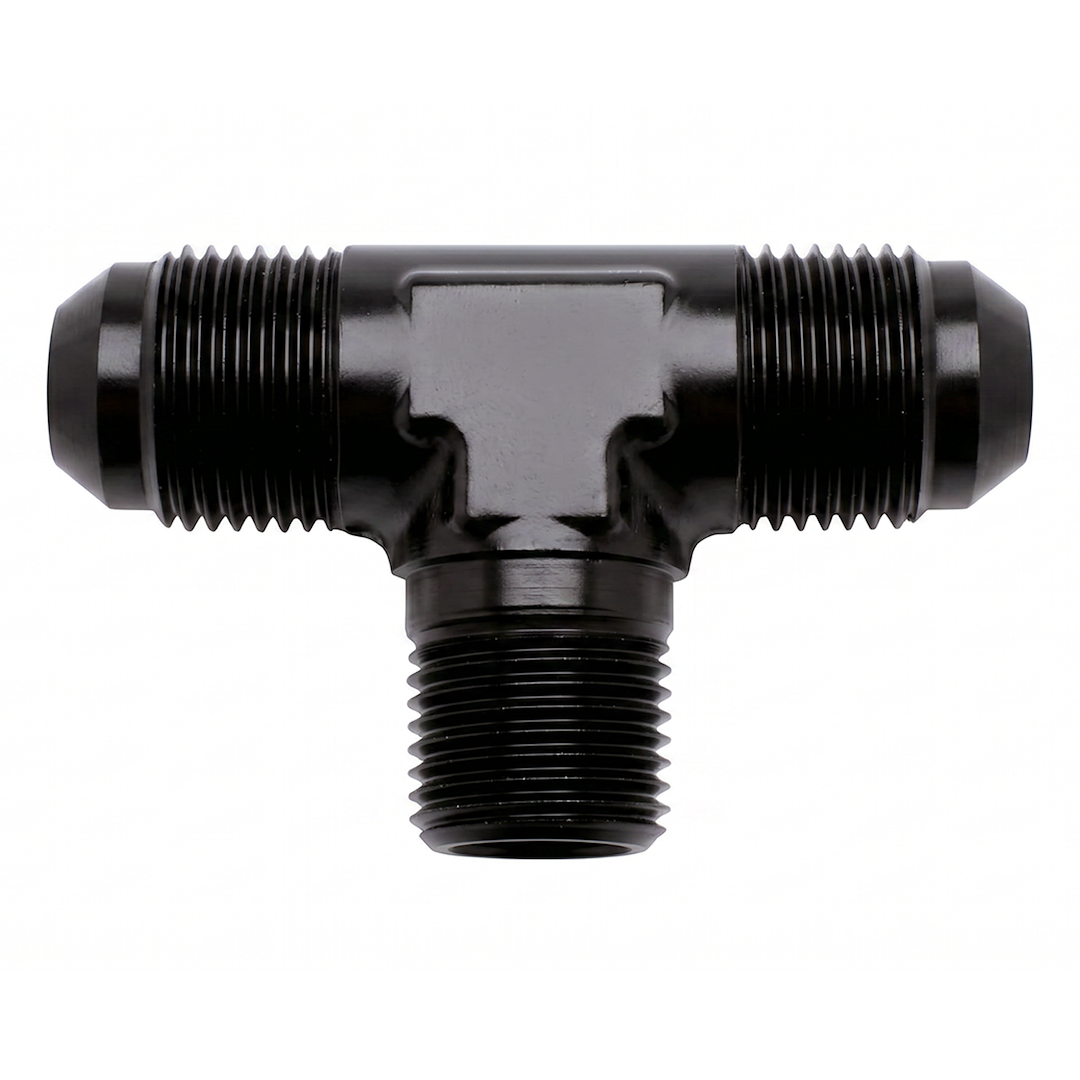 SpeedFX 560425bk Black -4 AN to 1/8 NPTF Flare Tee