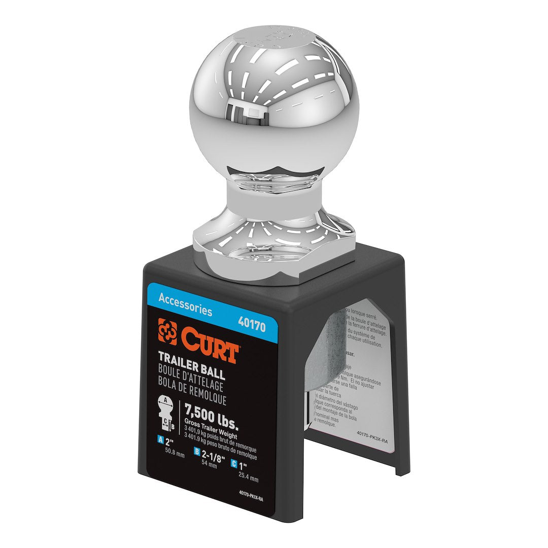 CURT Trailer Hitch Ball (40170) – Shank Length (In): 2-1/8 Inch