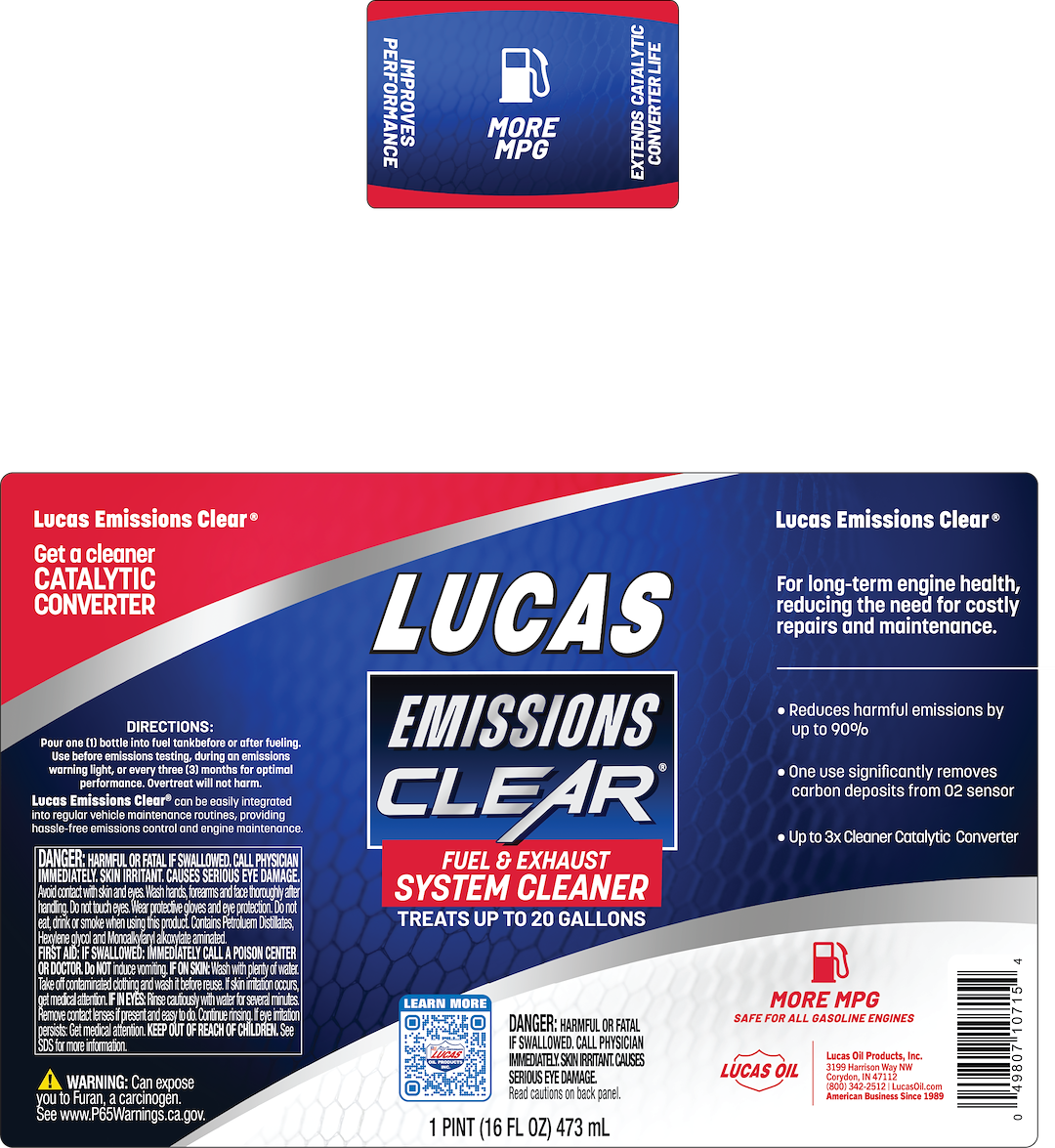 Lucas Oil 10715-8 Emissions Clear™ Fuel System Cleaner