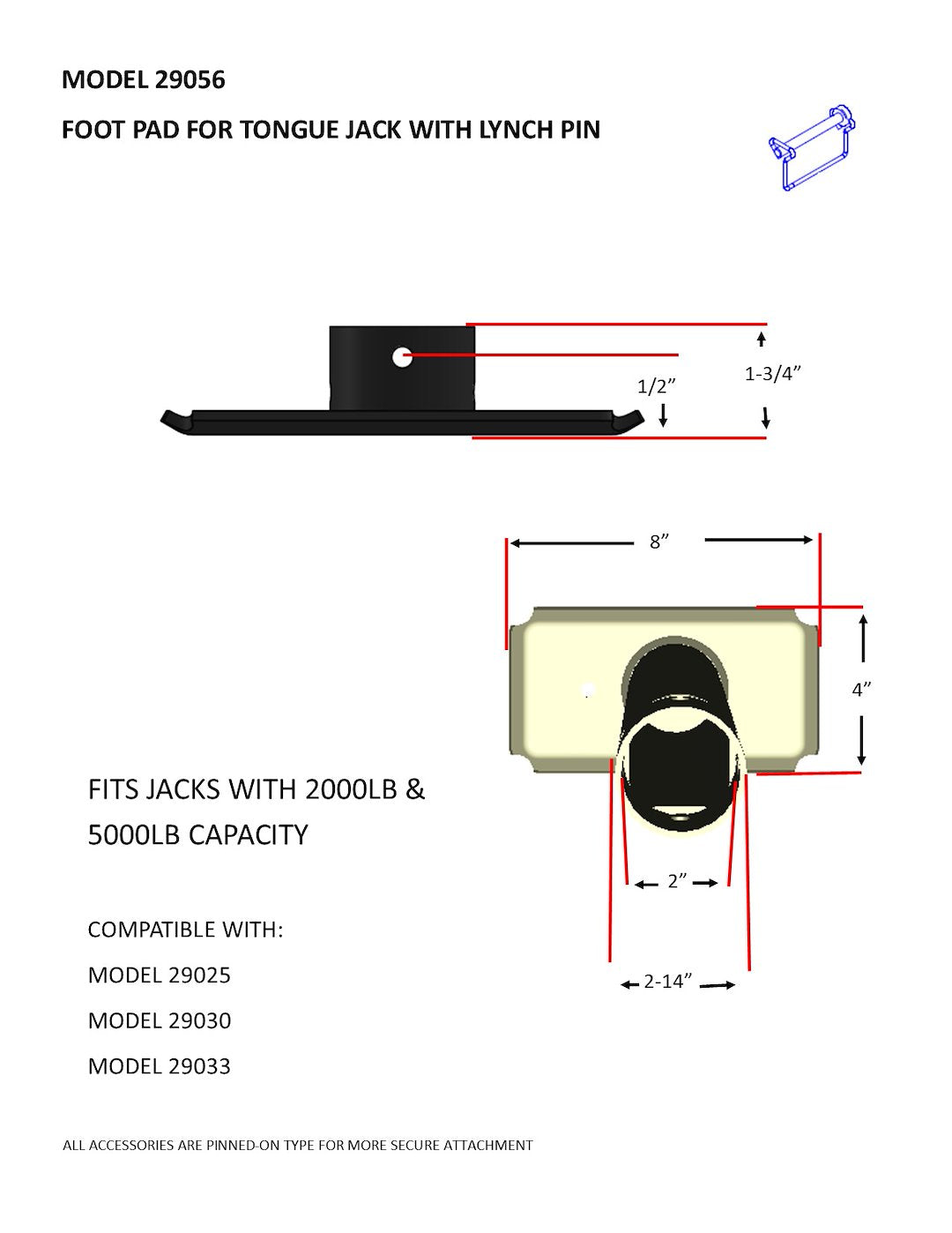 Bal Rv 29056b Trailer Tongue Jack Foot Plate - image 2