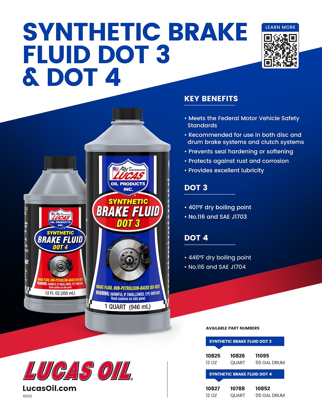 LUCAS OIL Brake Fluid (10825) – Unit Size: 12 Ounce