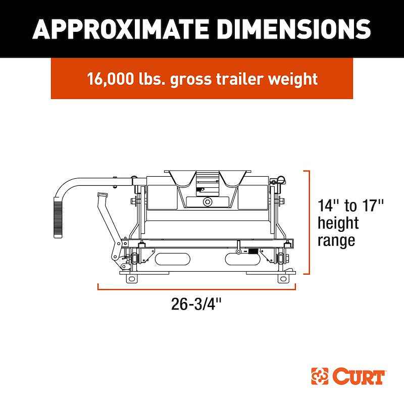 CURT 16511 E16 16K Sliding Fifth Wheel Hitch with S20 Slider