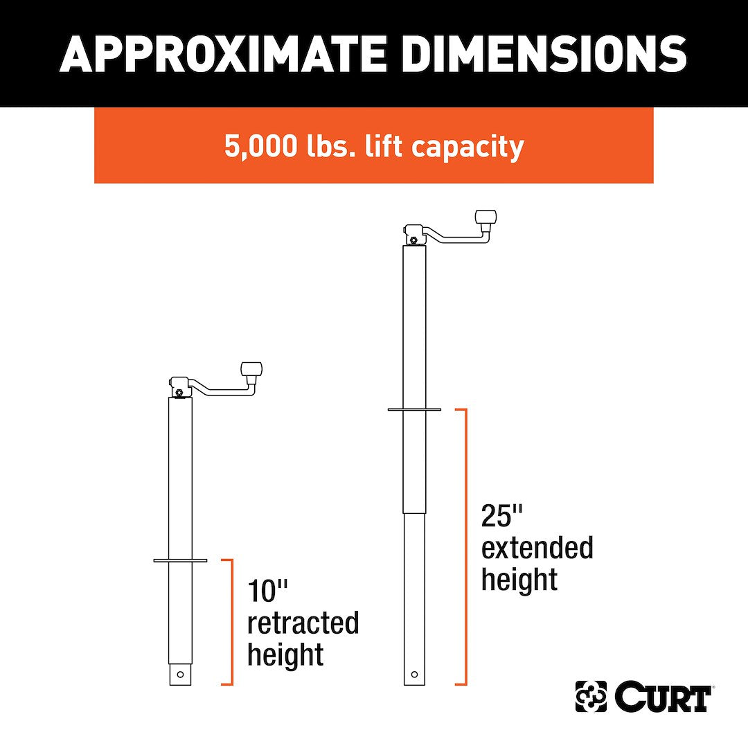 CURT 15 Inch 5000 Pound Trailer Tongue Jack (25007)