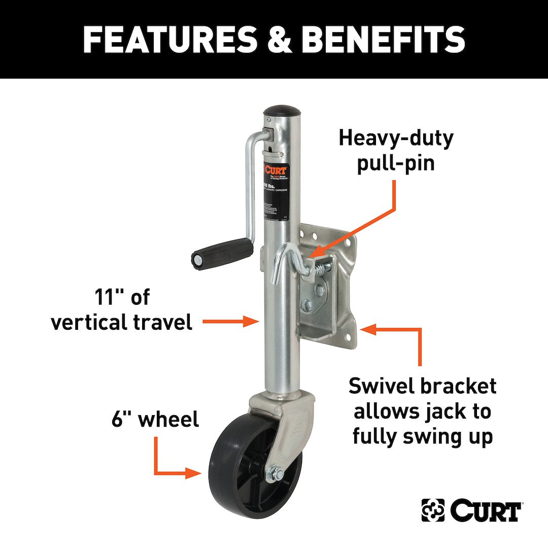 CURT 10 Inch 1200 Pound Trailer Tongue Jack (28112)